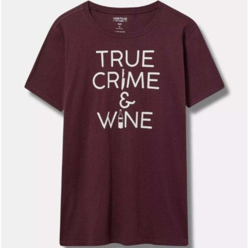 Torrid Heritage True Crime and Wine T-Shirt Size 2